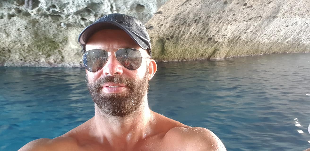 Yannis Divramis at Kleftiko on Milos, a bay he has visited many times